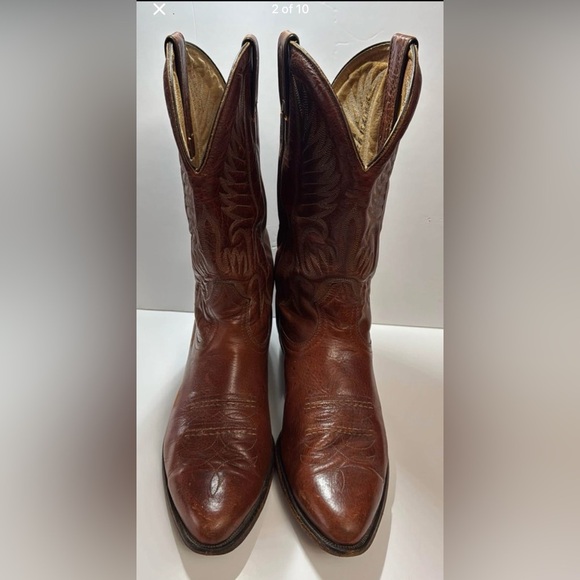 SZ 9.5 VINTAGE BOULET MENS LEATHER COWBOY WESTERN RANCHER BOOTS - Picture 2 of 12